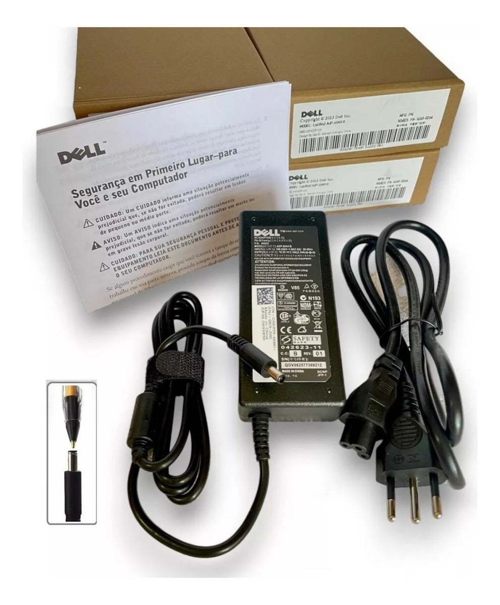 Fonte para Notebook Dell 19.5V 65W, Conector 4.5x3.0mm, Compatível com Dell Inspiron 11/13/14/15, XPS 13, Latitude 13/14, Vostro 14/15 45w