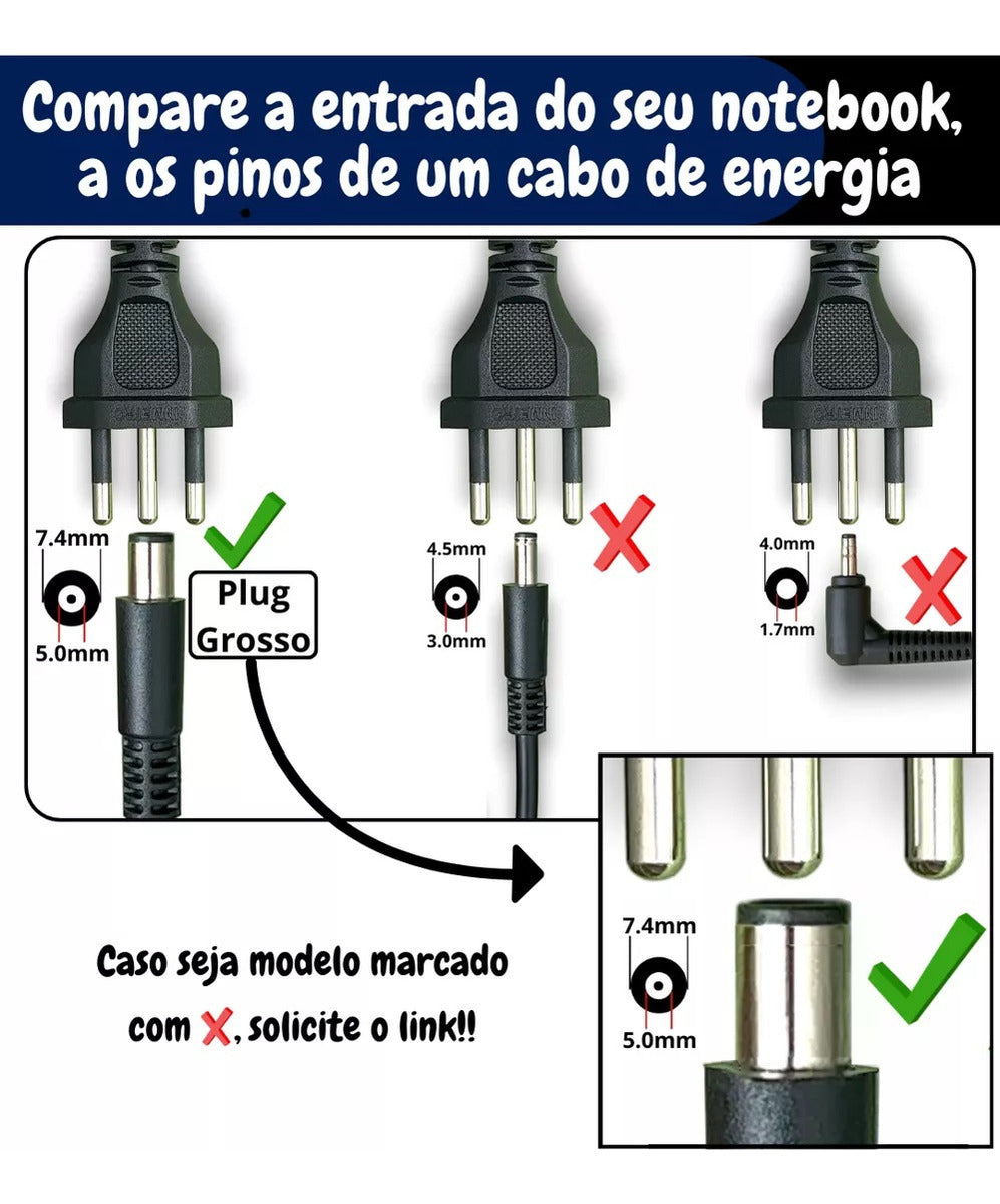 Fonte Carregador Notebook Dell 19,5v 4,62a 90w Plug Grosso 7.4mmx5.0mm